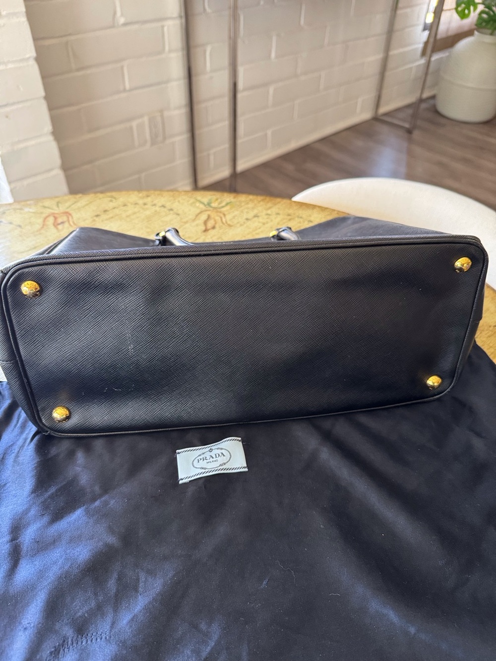 Prada Black Saffiano Leather Structured Satchel Handbag Authentic - Picture 12 of 13
